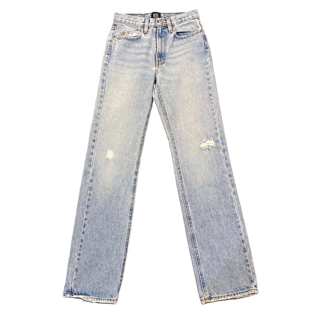 BDG Urban Outfitters Slim Stacked Jeans Women 24 Light Wash High Rise Distressed